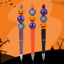 Load image into Gallery viewer, Pumpkin Spider Witch Halloween Devil Alien Theme DIY Beaded Ballpoint Pen&amp;Wooden Silicone Bead Pendant Set
