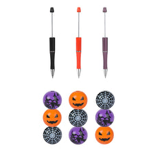 Load image into Gallery viewer, Pumpkin Spider Witch Halloween Devil Alien Theme DIY Beaded Ballpoint Pen&amp;Wooden Silicone Bead Pendant Set
