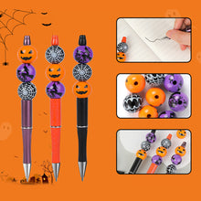 Load image into Gallery viewer, Pumpkin Spider Witch Halloween Devil Alien Theme DIY Beaded Ballpoint Pen&amp;Wooden Silicone Bead Pendant Set
