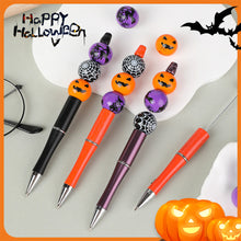 Load image into Gallery viewer, Pumpkin Spider Witch Halloween Devil Alien Theme DIY Beaded Ballpoint Pen&amp;Wooden Silicone Bead Pendant Set

