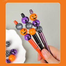 Load image into Gallery viewer, Pumpkin Spider Witch Halloween Devil Alien Theme DIY Beaded Ballpoint Pen&amp;Wooden Silicone Bead Pendant Set
