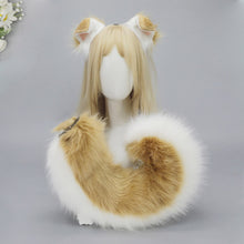 Load image into Gallery viewer, Furry Anime Dog Ear Headband Tail Cartoon Comic-Con Cosplay Accessories Plush Simulation Animal Ears Tail
