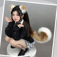 Load image into Gallery viewer, Furry Anime Dog Ear Headband Tail Cartoon Comic-Con Cosplay Accessories Plush Simulation Animal Ears Tail

