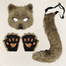Load image into Gallery viewer, Foxes Mask+Tail +Gloves Set Halloween Cosplays Costume Accessorie Theme Party Dress Up Props Carnival Party Costumes Accessories
