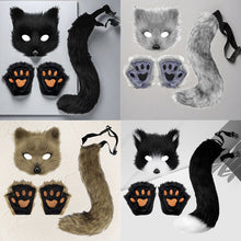 Load image into Gallery viewer, Foxes Mask+Tail +Gloves Set Halloween Cosplays Costume Accessorie Theme Party Dress Up Props Carnival Party Costumes Accessories
