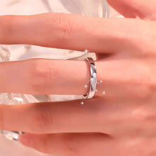 Load image into Gallery viewer, Sparkling Moissanite Couple Rings Set Classic S925 Sterling Silver Fixed Size Engagement Ring with Bow Gift Box

