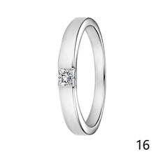 Load image into Gallery viewer, Sparkling Moissanite Couple Rings Set Classic S925 Sterling Silver Fixed Size Engagement Ring with Bow Gift Box
