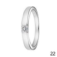 Load image into Gallery viewer, Sparkling Moissanite Couple Rings Set Classic S925 Sterling Silver Fixed Size Engagement Ring with Bow Gift Box
