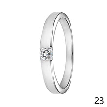 Load image into Gallery viewer, Sparkling Moissanite Couple Rings Set Classic S925 Sterling Silver Fixed Size Engagement Ring with Bow Gift Box
