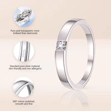 Load image into Gallery viewer, Sparkling Moissanite Couple Rings Set Classic S925 Sterling Silver Fixed Size Engagement Ring with Bow Gift Box
