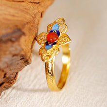 Load image into Gallery viewer, Vintage Enamel Pearl Ring S925 Silver Women's Jewelry with Gift Box Certificate Luxury Chinese Style Red Agate Ring

