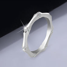 Load image into Gallery viewer, Luxury Bamboo Design Moissanite Ring S925 Sterling Silver Elegant Couple Rings for Wedding Engagement Minimalist Matching Rings
