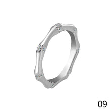 Load image into Gallery viewer, Luxury Bamboo Design Moissanite Ring S925 Sterling Silver Elegant Couple Rings for Wedding Engagement Minimalist Matching Rings
