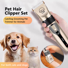 Load image into Gallery viewer, Pet Hair Clipper Set Cat/Dog Grooming Pet Trimmer for Animals with Comb Attachments for Thick Fur Claw Pedicure Artifact Rechargeable Shaver

