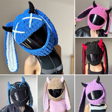 Load image into Gallery viewer, Motorcycle Helmet Covers Helmet Decorations Full Rabbit Plush Motocross Full Face Off Road Helmet Decoration Styling

