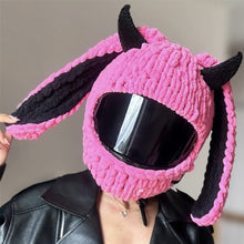 Load image into Gallery viewer, Motorcycle Helmet Covers Helmet Decorations Full Rabbit Plush Motocross Full Face Off Road Helmet Decoration Styling
