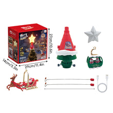 Load image into Gallery viewer, Animated Christmas Tree Train Hanging Electric Train Set Steam and Light Express Train Santa Claus Train Set Christmas Ornament Train
