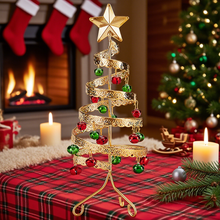 Load image into Gallery viewer, Bell Tabletop Christmas Tree Table Centerpiece Wrought Iron Vintage Style Christmas Mini Christmas Tree for Shelf Mini Christmas Tree
