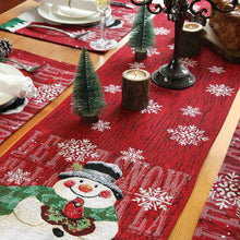 Load image into Gallery viewer, Seasonal Christmas Table Runner Cabinet Embroidered Snowman Linen Cotton Holiday Festive Atmosphere Festive Kitchen Table Setting Accessories
