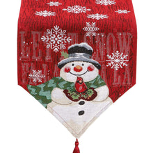 Load image into Gallery viewer, Seasonal Christmas Table Runner Cabinet Embroidered Snowman Linen Cotton Holiday Festive Atmosphere Festive Kitchen Table Setting Accessories
