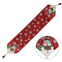 Load image into Gallery viewer, Seasonal Christmas Table Runner Cabinet Embroidered Snowman Linen Cotton Holiday Festive Atmosphere Festive Kitchen Table Setting Accessories
