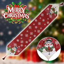 Load image into Gallery viewer, Seasonal Christmas Table Runner Cabinet Embroidered Snowman Linen Cotton Holiday Festive Atmosphere Festive Kitchen Table Setting Accessories
