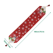 Load image into Gallery viewer, Seasonal Christmas Table Runner Cabinet Embroidered Snowman Linen Cotton Holiday Festive Atmosphere Festive Kitchen Table Setting Accessories
