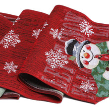 Load image into Gallery viewer, Seasonal Christmas Table Runner Cabinet Embroidered Snowman Linen Cotton Holiday Festive Atmosphere Festive Kitchen Table Setting Accessories
