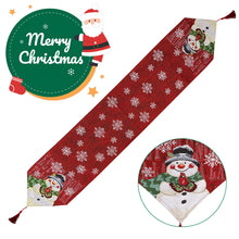 Load image into Gallery viewer, Seasonal Christmas Table Runner Cabinet Embroidered Snowman Linen Cotton Holiday Festive Atmosphere Festive Kitchen Table Setting Accessories
