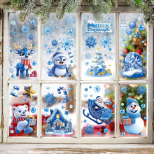 Load image into Gallery viewer, Christmas Static Cling Stickers Window Decals Santa Claus Scene Festive Window Decals Easy Apply No Residue Christmas Home Party Decor
