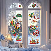 Load image into Gallery viewer, Christmas Static Cling Stickers Window Decals Santa Claus Scene Festive Window Decals Easy Apply No Residue Christmas Home Party Decor
