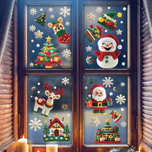 Load image into Gallery viewer, Christmas Static Cling Stickers Window Decals Santa Claus Scene Festive Window Decals Easy Apply No Residue Christmas Home Party Decor
