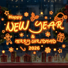 Load image into Gallery viewer, 2026 Christmas Static Cling Stickers Window Decals Santa Claus Scene Festive Window Decals Easy Apply No Residue Christmas Home Party Decor
