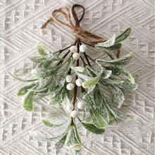 Load image into Gallery viewer, Christmas Artificial Mistletoe Bouquet Hanging Nordic Style Decorative Fake Vine Botanical Themed Christmas Holiday Fireplace Door Decor
