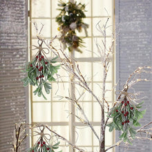 Load image into Gallery viewer, Christmas Artificial Mistletoe Bouquet Hanging Nordic Style Decorative Fake Vine Botanical Themed Christmas Holiday Fireplace Door Decor
