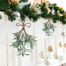 Load image into Gallery viewer, Christmas Artificial Mistletoe Bouquet Hanging Nordic Style Decorative Fake Vine Botanical Themed Christmas Holiday Fireplace Door Decor
