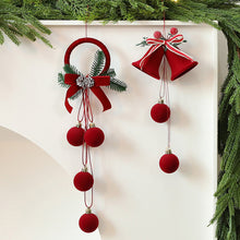 Load image into Gallery viewer, Christmas Tree Flocked Bell Decoration Red Scandinavian Christmas Bell with Ribbon Hanger Mantel Door Hanging Bell Ornament
