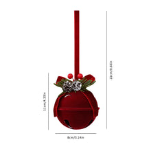 Load image into Gallery viewer, Christmas Tree Flocked Bell Decoration Red Scandinavian Christmas Bell with Ribbon Hanger Mantel Door Hanging Bell Ornament
