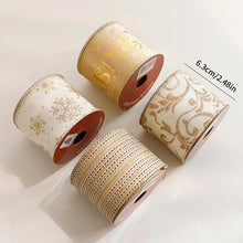 Load image into Gallery viewer, Shimmery Foil Christmas Ribbon Gold Elegant Satin Ribbon Gift Wrapping/Christmas Tree/Garland Decor Wrapping &amp; Crafting Decoration Ribbon
