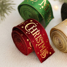 Load image into Gallery viewer, Shimmery Foil Christmas Ribbon Gold Elegant Satin Ribbon Gift Wrapping/Christmas Tree/Garland Decor Wrapping &amp; Crafting Decoration Ribbon
