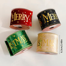 Load image into Gallery viewer, Shimmery Foil Christmas Ribbon Gold Elegant Satin Ribbon Gift Wrapping/Christmas Tree/Garland Decor Wrapping &amp; Crafting Decoration Ribbon
