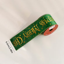 Load image into Gallery viewer, Shimmery Foil Christmas Ribbon Gold Elegant Satin Ribbon Gift Wrapping/Christmas Tree/Garland Decor Wrapping &amp; Crafting Decoration Ribbon

