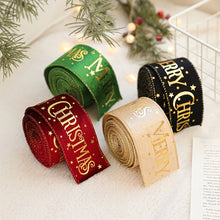 Load image into Gallery viewer, Shimmery Foil Christmas Ribbon Gold Elegant Satin Ribbon Gift Wrapping/Christmas Tree/Garland Decor Wrapping &amp; Crafting Decoration Ribbon
