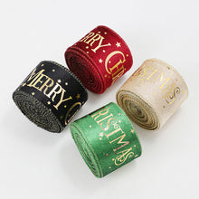 Load image into Gallery viewer, Shimmery Foil Christmas Ribbon Gold Elegant Satin Ribbon Gift Wrapping/Christmas Tree/Garland Decor Wrapping &amp; Crafting Decoration Ribbon
