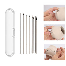 Load image into Gallery viewer, 6pcs/set Stainless Steel Hole Puncher for Pottery Clay Holing Sculpture Carving Cutting Puching Tools Pot Vase Moldeling Tool

