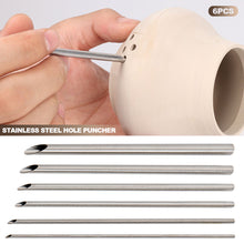 Load image into Gallery viewer, 6pcs/set Stainless Steel Hole Puncher for Pottery Clay Holing Sculpture Carving Cutting Puching Tools Pot Vase Moldeling Tool
