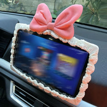 Load image into Gallery viewer, Car Screen Protector Frame with Bow Decor Dashboard Navigation Display Cover Border Touchscreen Protection Set
