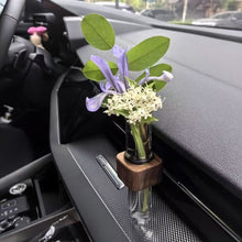 Load image into Gallery viewer, Wood Car Hydroculture Flower Vase Glass with Clip Air Vent Test Tube Flower Holder For Car Interior Plant Decor
