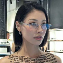 Load image into Gallery viewer, Elegant Oval Metal Glasses Frame with Sparkling Rhinestone Decorated Non-Prescription Spectacles Reading Glasses
