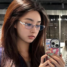 Load image into Gallery viewer, Elegant Oval Metal Glasses Frame with Sparkling Rhinestone Decorated Non-Prescription Spectacles Reading Glasses
